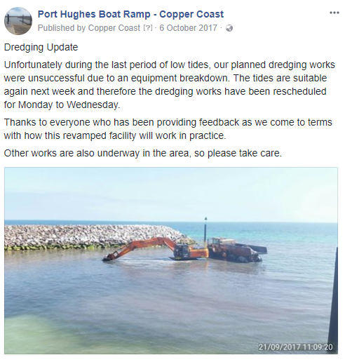 Port Hughes Boat Ramp Update - 6th October 2017 - Facebook
